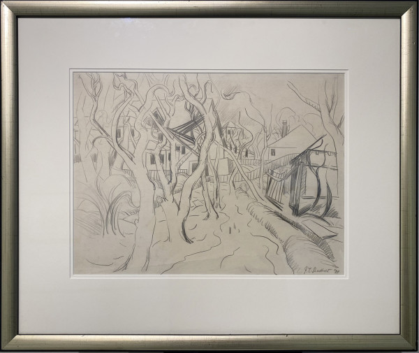 Trees and houses, Victoria BC by Jack Leonard Shadbolt (1909-1998)