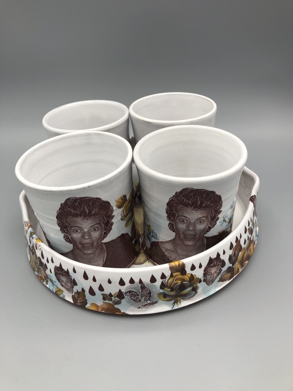 Harry Styles Whiskey Set - Four Cups & Tray by Curtis Houston