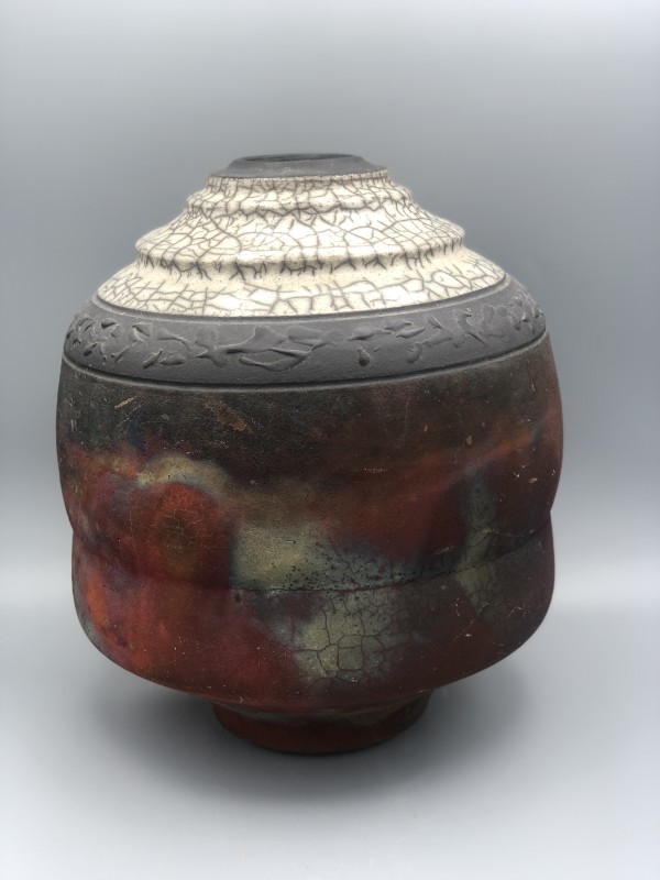 Japanese Raku Crackle Vessel or Vase by Unknown
