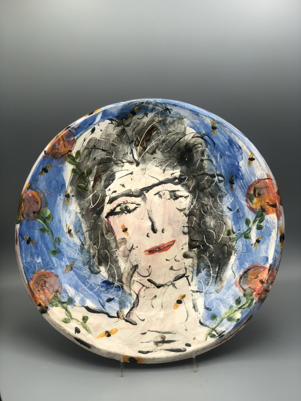 Large Platter with a Woman and Roses by George McCauley