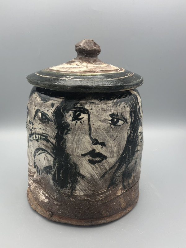 Lidded Jar with the Usual Suspects by Ron Meyers