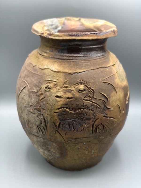 Salt-Fired Frog Vase by Ron Meyers