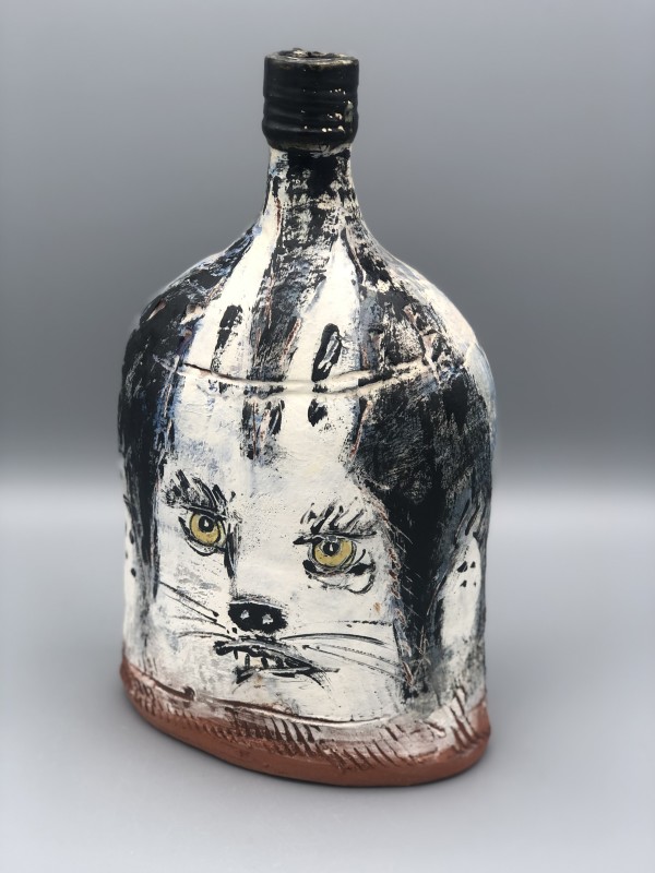 Bottle with Hare and Bull by Ron Meyers