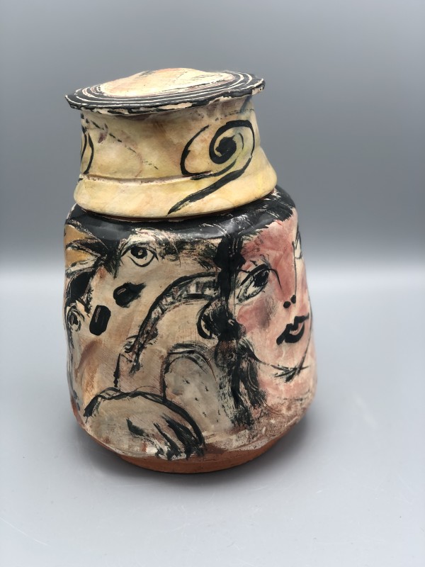 Lidded Jar with the Usual Suspects by Ron Meyers