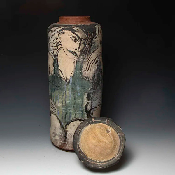 Lidded Three Graces with Swimsuit Large Vessel by Ron Meyers, Image 1.