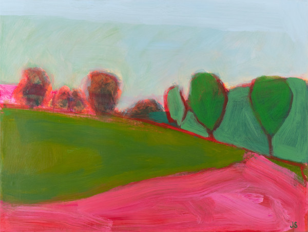 Field and forest with pink by Jessica Singerman