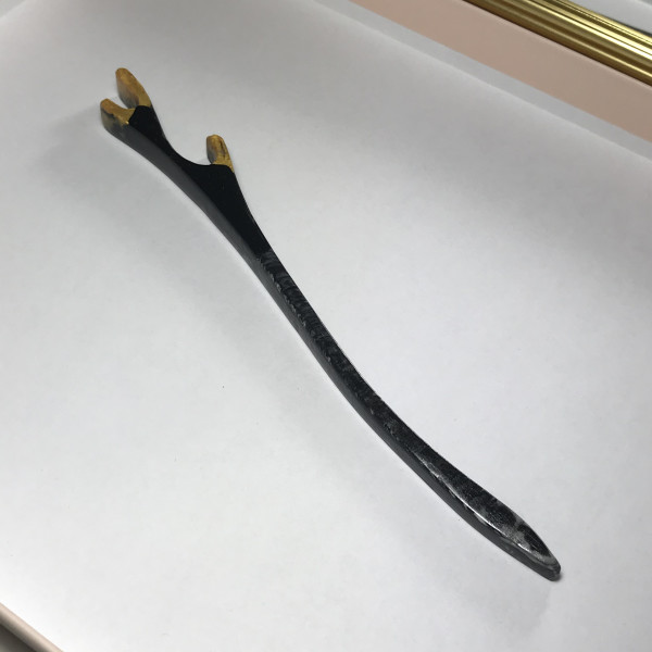 Black Marble and Gold Decorative Hair Stick
