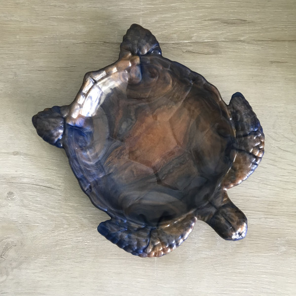 Large Turtle Dish - Copper and Midnight Blue