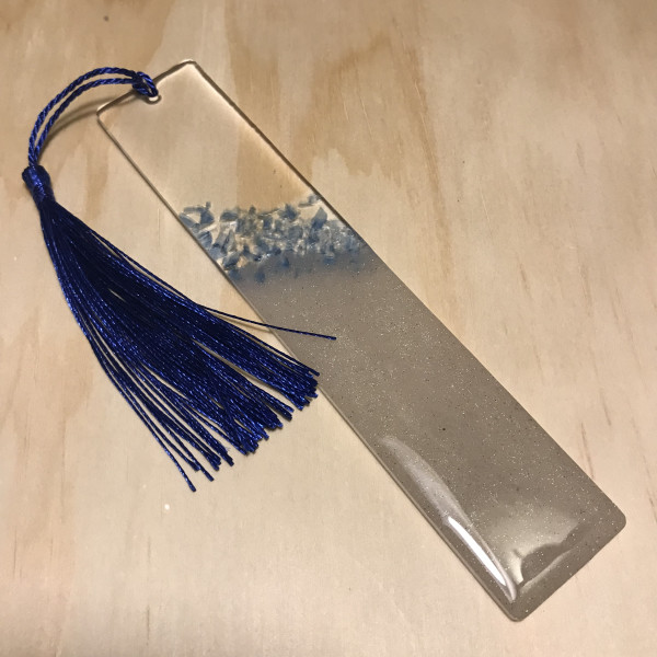 Blue Seaglass and Sand Bookmark
