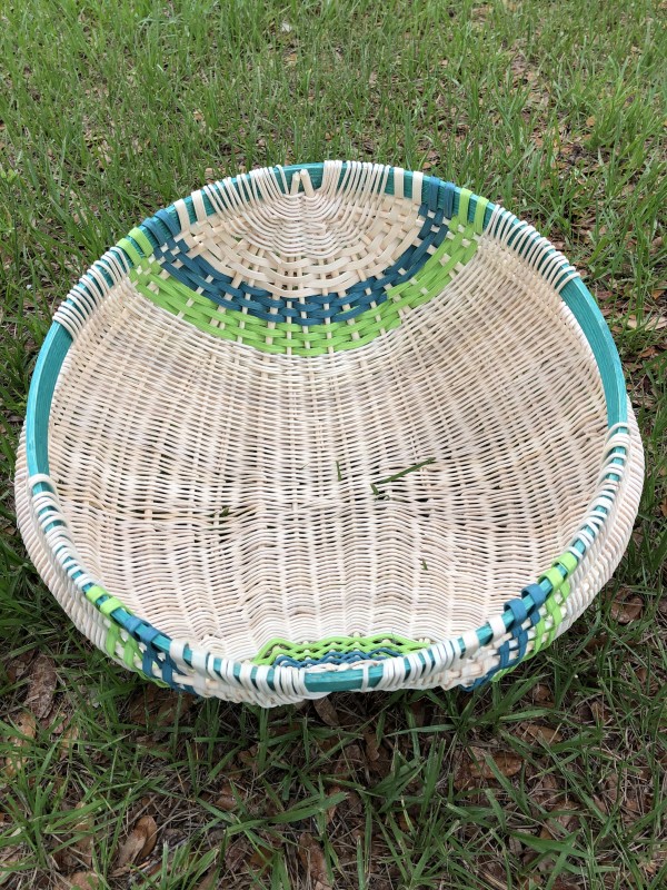 Basket with dyed rim blue/green