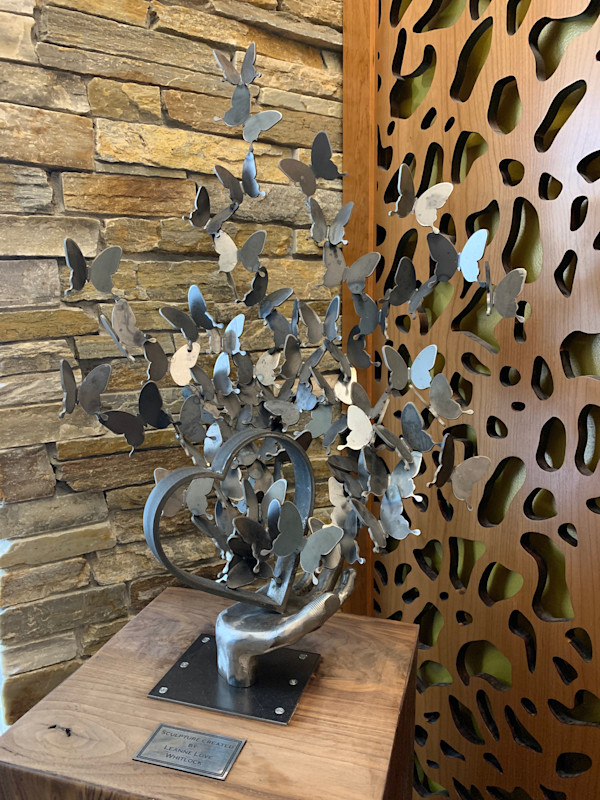 Custom Sculpture - Hand & Heart Surrounded by Butterflies by Leanne Love Whitlock, Image 1.
