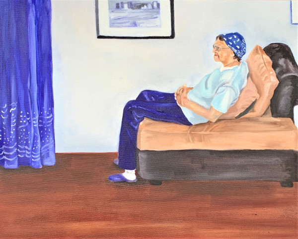 Portrait of the Artist's mother, a study in blue and brown. by Cheryl Handy