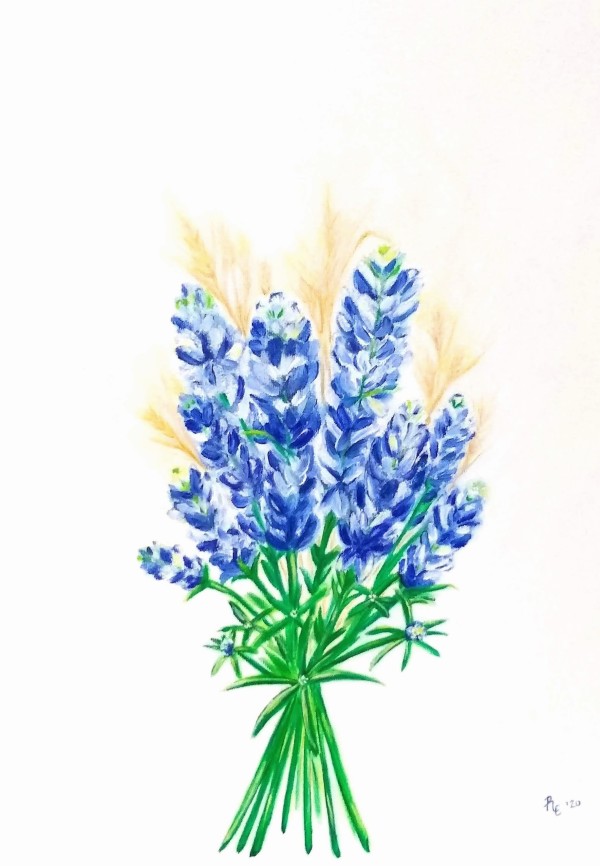 West Texas Bluebonnets and Wheat