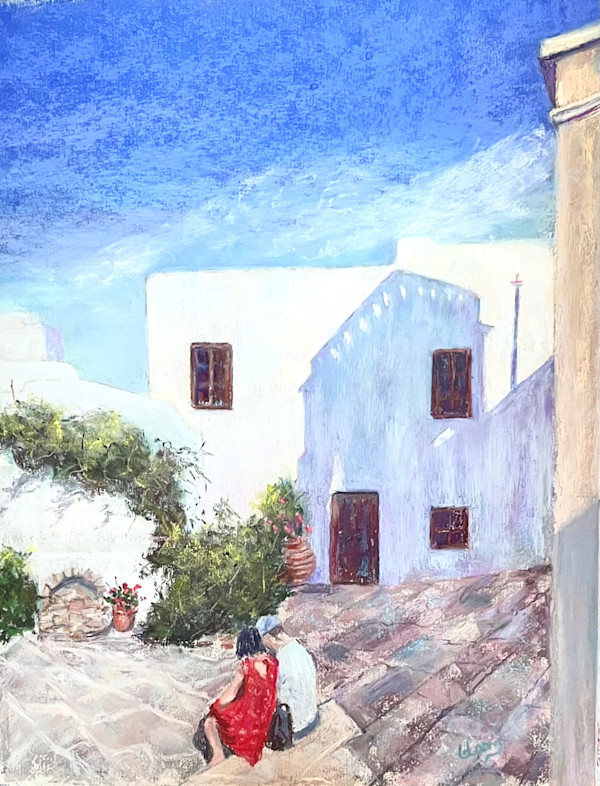 Couple in the Courtyard, Naxos by Katherine Bloom