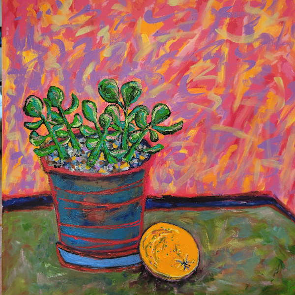 Jade Plant & Orange by Lynn Faiola
