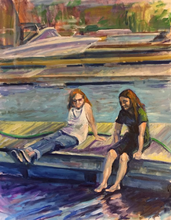 Renée and Lisa on the Dock of Mallet’s Bay by Ruthann Uithol