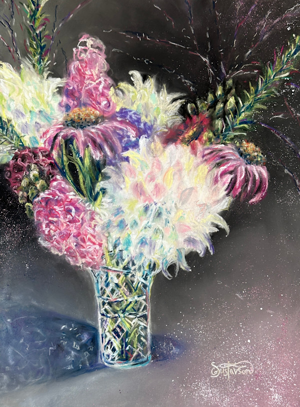 White Dahlia Pastel by Stephanie Gustavson