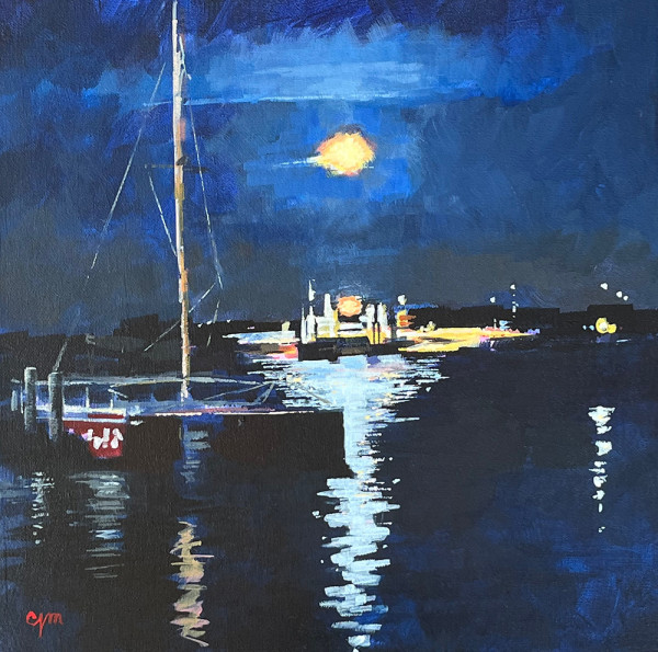 Night on Edgartown Harbor by Claudia Morgan