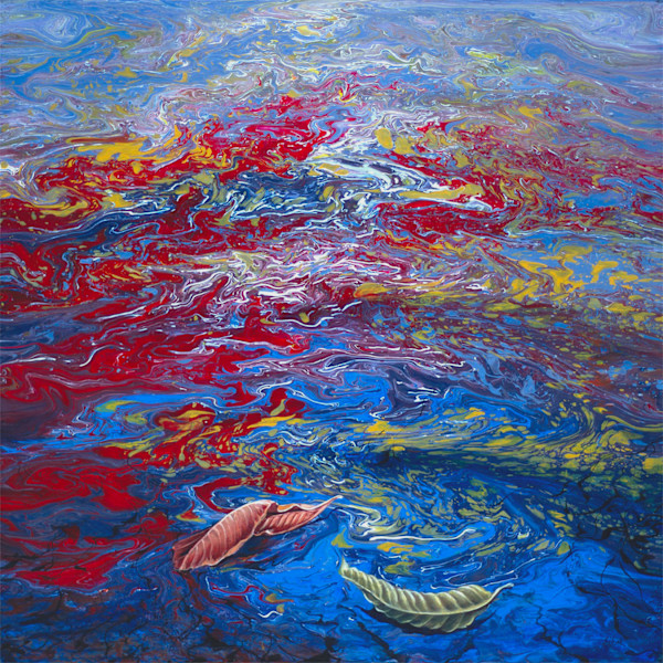 Floating Red Blue Sky by elva hook
