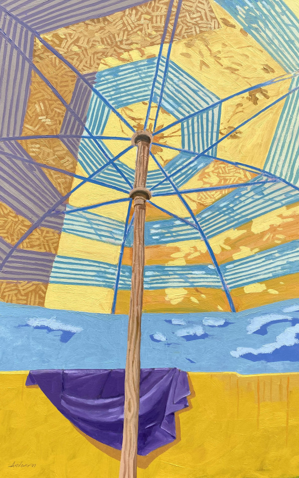 Big Umbrella, Yellow Fence by Michael Anderson