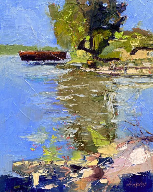 Moored Barges, Mississippi River by Michael Anderson
