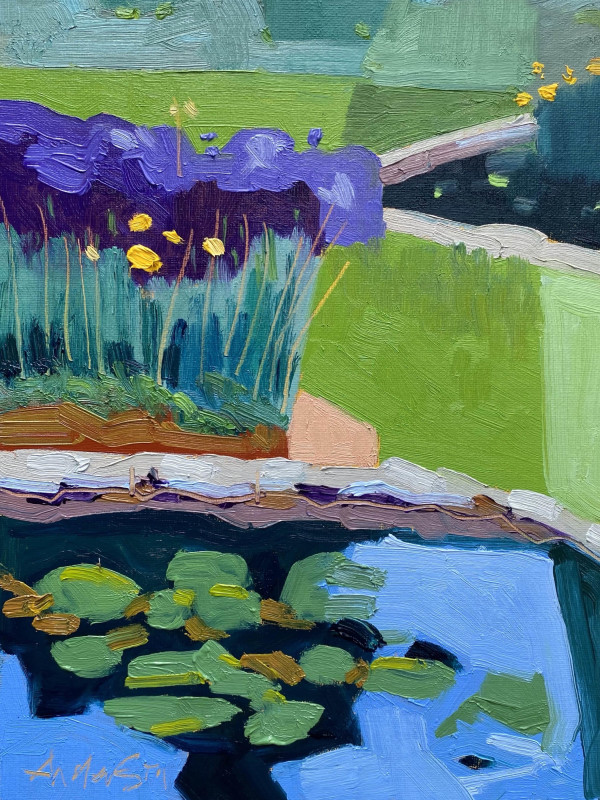 Iris By a Lily Pond