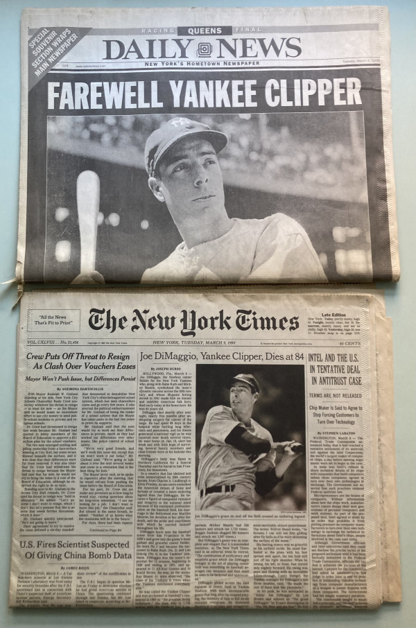 Joe DiMaggio obituary newspapers by various