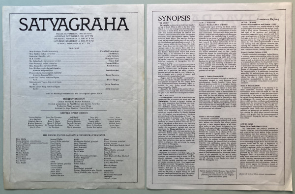 Satyagraha programs by Philip Glass