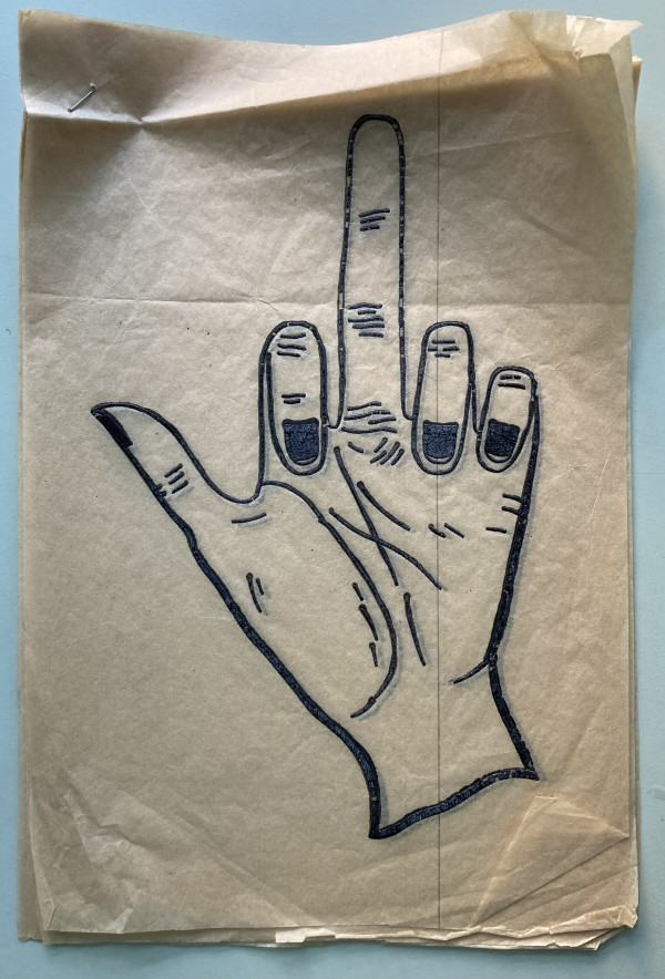 Middle finger prints by prints unknown