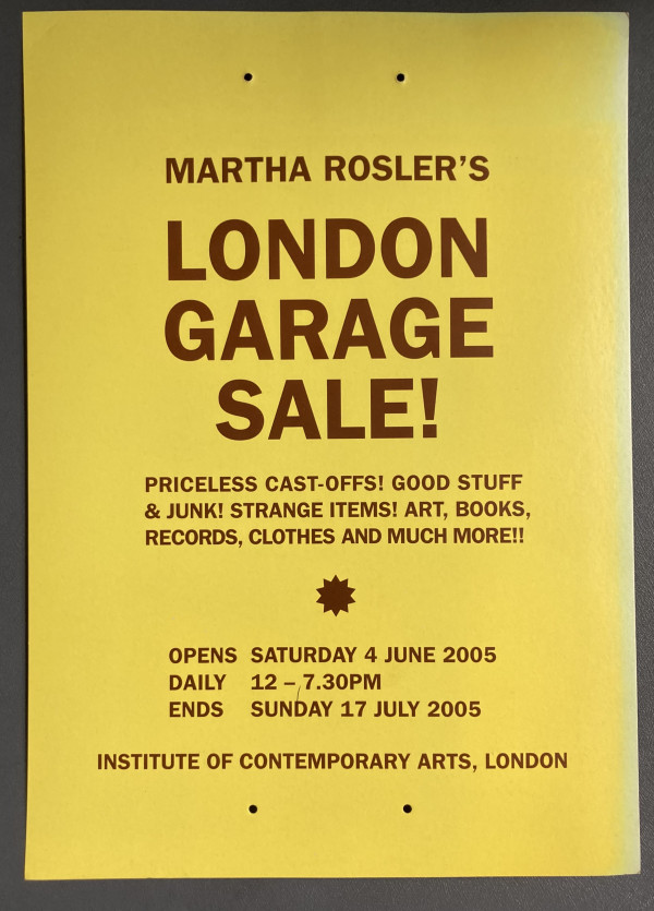 Martha Rosler's London Garage Sale by Martha Rosler