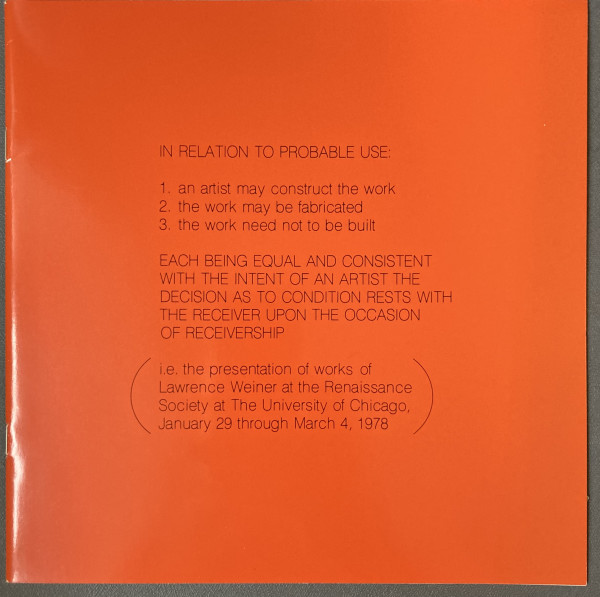 In Relation to Probable Use by Lawrence Weiner