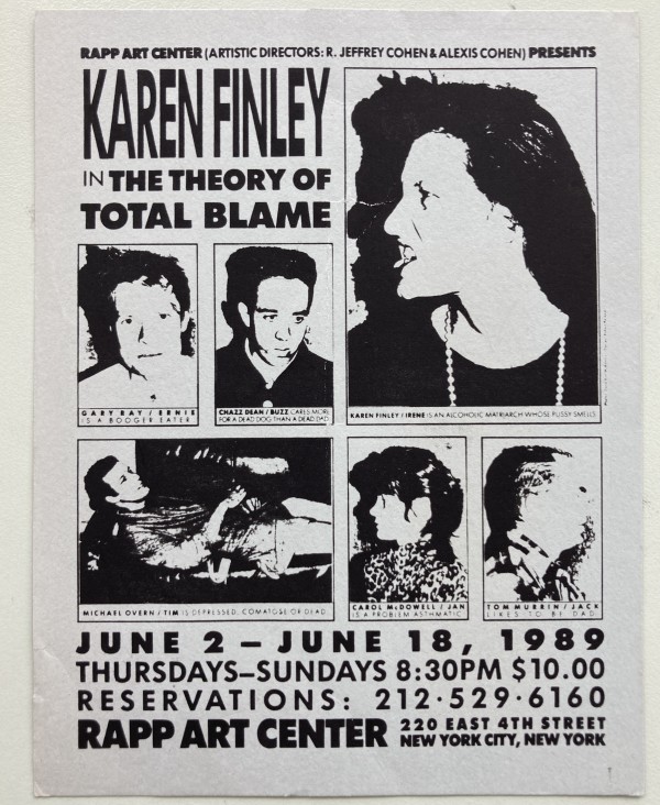 Karen Finley in The Theory of Total Blame by RAPP Art Center