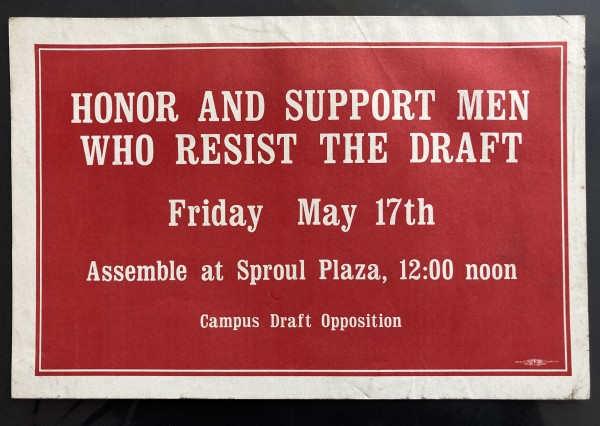 Honor and Support Men Who Resist the Draft by Campus Draft Opposition