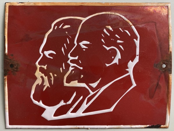 Marx/Lenin enamel sign by misc. unknown