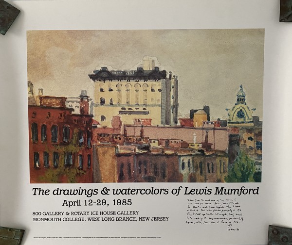 The Drawings & Watercolors of Lewis Mumford Exhibition Poster by Lewis Mumford