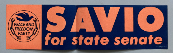 Savio For State Senate bumper sticker by political campaign