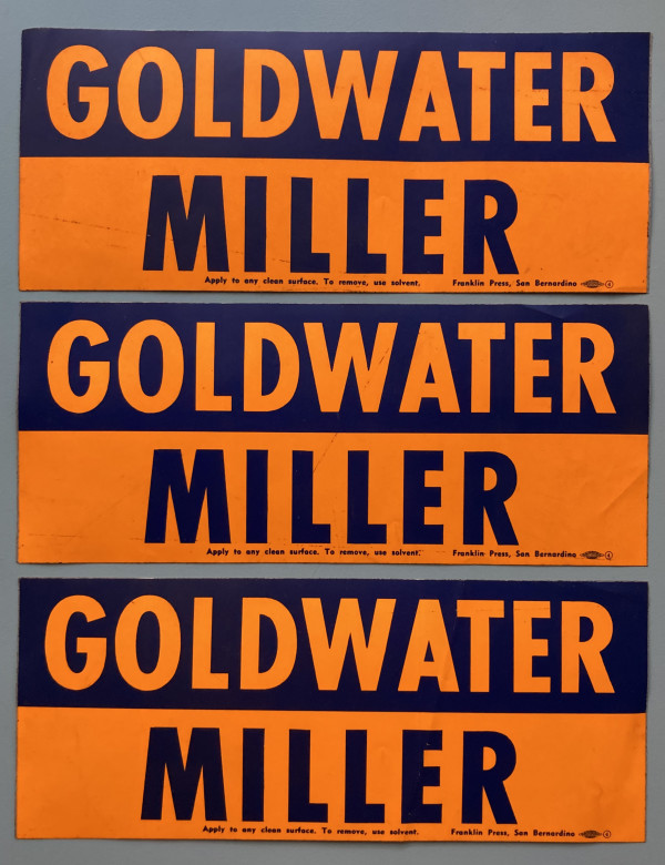 Barry Goldwater bumper stickers by political campaign