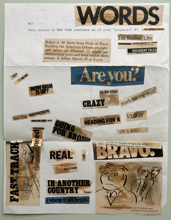 Ransom note-style letter by m s