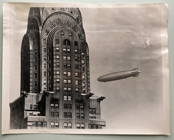 Hindenburg over Chrysler Buidling by press photo