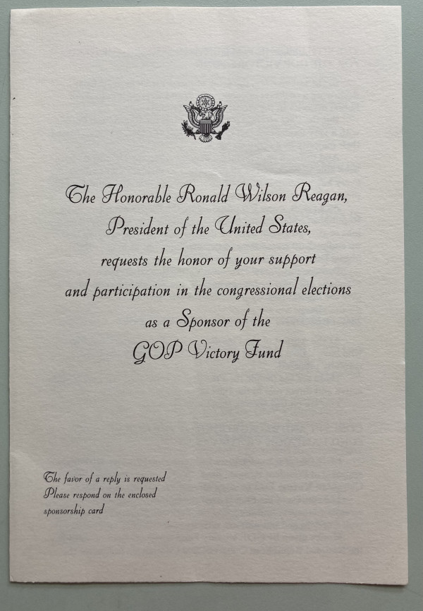 Ronald Reagan invitation by Ronald Reagan