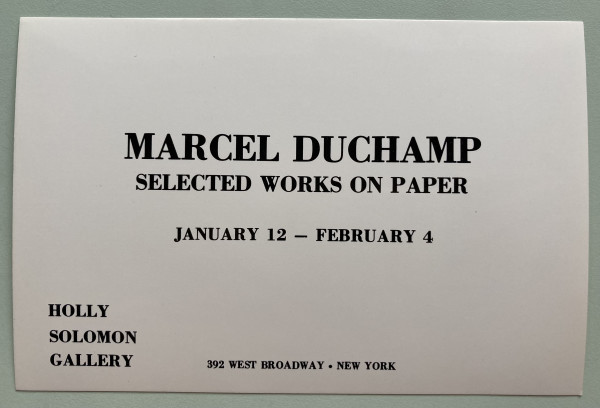 Marcel Duchamp card by Holly Solomon Gallery