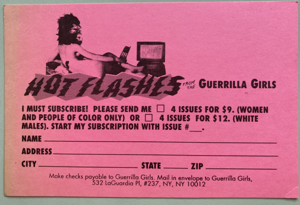 Hot Flashes subscription card by Guerrilla Girls