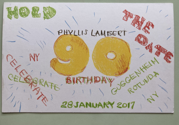 Phyllis Lambert 90th Birthday invitation by Guggenheim Museum