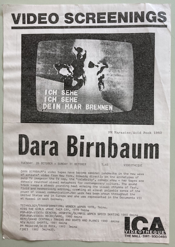 Video Screening poster by Dara Birnbaum