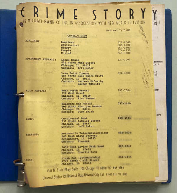 Crime Story Script by Michael Mann