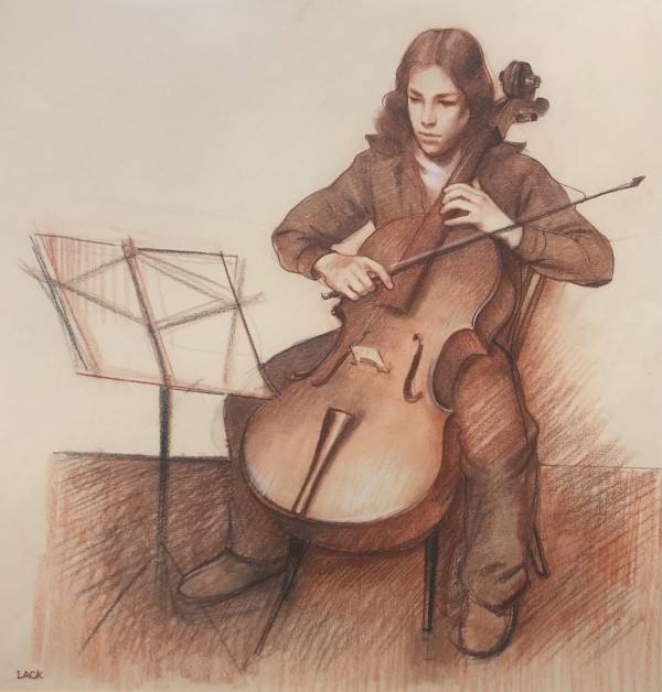 Peter Playing the Cello by Richard Lack