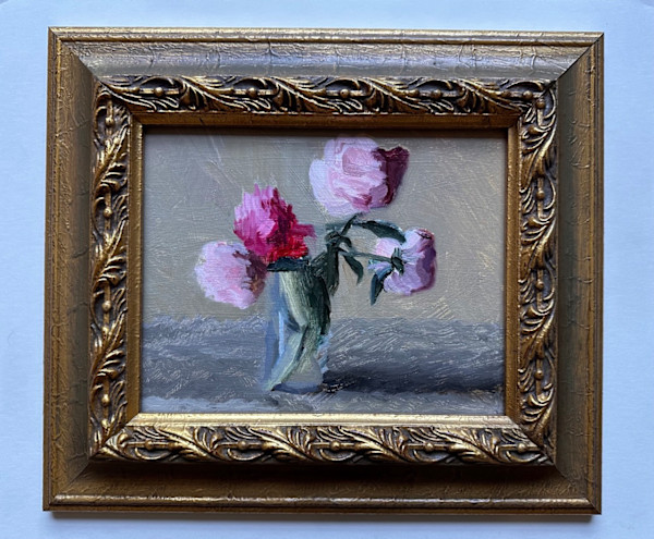 Pink and Crimson Peonies by Kenneth Schweiger