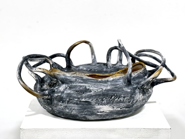 Taking Care of Everyone Slumped-Handled-Vessel by Cat Rigdon