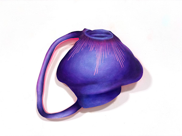 Eclipse Handled Vessel with Saggy Belly in Blue by Cat Rigdon, Image 1.