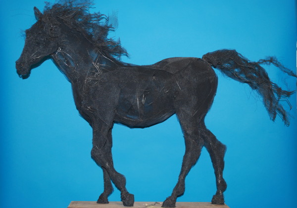 "Large Black Mesh Horse"